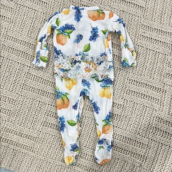 Posh Peanut White and Blue Footies One Piece - Picture 2 of 3